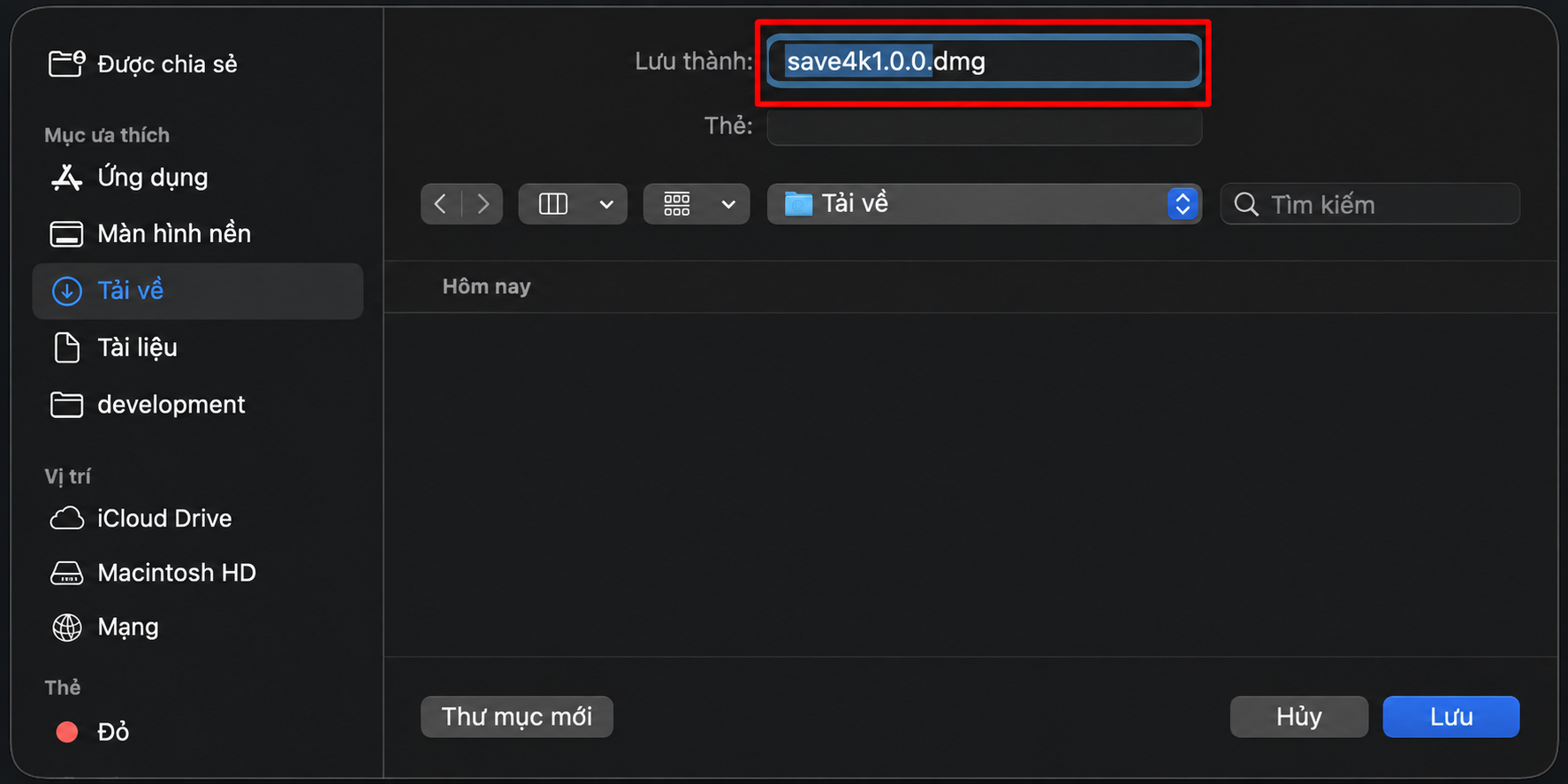 Save the DMG installer