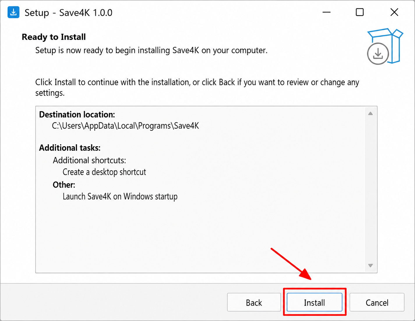 Start installation